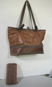 Trinity Ranch Conceal Carry Leather Tooled Studs Bling Hand Bag Purse & Wallet - Picture 1 of 24
