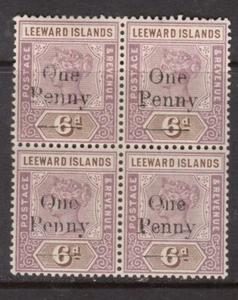 Leeward Islands #18 Very Fine Mint Block Three Never Hinged UR Is Lightly Hinged - Picture 1 of 1