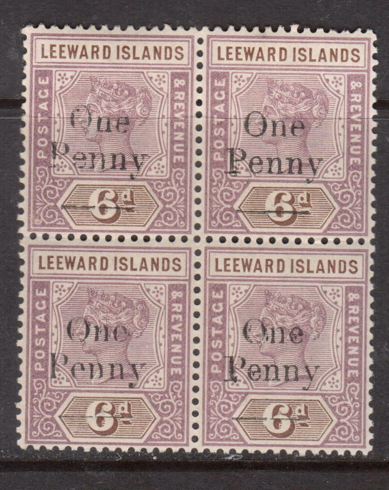 Leeward Islands #18 Very Fine Mint Block Three Never Hinged UR Is Lightly Hinged - Image 1 of 1