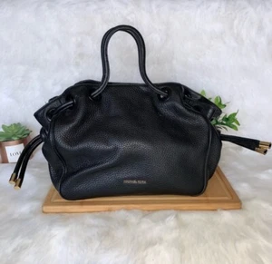 Michael Kors Dalia Leather Shoulder Tote Large Black Handbag Retail $384 - Picture 1 of 11