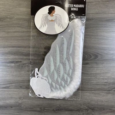 Blanco Brillo Pluma Marabú Ángel Hada Alas Halloween Juegos con disfraces Vestir Foto 1 de 4