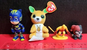 Mini Toy Lot of 4 - ty Beanie Boo, goalie, Harley Quin squishy, Cat Boy, used - Picture 1 of 7