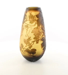 9973542-dss Glass Cameo Vase Grape 17x36cm New - Picture 1 of 3