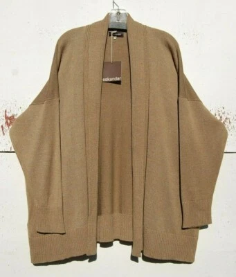 Nuevo con etiquetas Cárdigan Eskandar TABACO 100 % Seda Tejido 30" Largo Cuello Chal O/S $2490 Foto 1 de 3