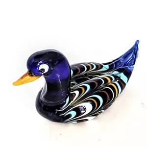 Statuina multicolore anatra soffiata a mano in vetro artistico 4" - Foto 1 di 10