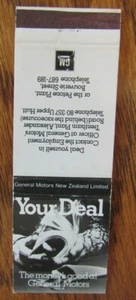 GM CAR DEALER MATCHBOOK COVER: NEW ZEALAND EMPTY MATCHCOVER -E11 - Picture 1 of 1