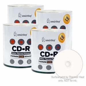 400 Smartbuy CD-R 52X 700 MB/80 min Disco de Grabación Con Hub Térmico Blanco - Imagen 1 de 4