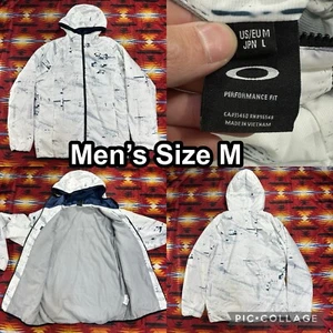 Oakley Graphic Print Puffer White Jacket Hoodie Men’s Medium Performance Fit - Picture 1 of 15