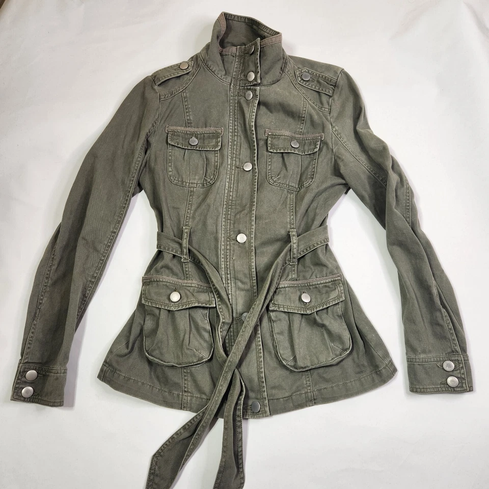 Forever 21 Women Size 4 Green Utility Army Style Long Sleeve Waist Tie Jacket CL - Image 1 of 4