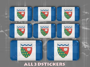 8 x Pegatinas 3D Resina Cúpula Bandera Territorios del Noroeste - Calcomanía Adhesiva Vinilo - Imagen 1 de 1