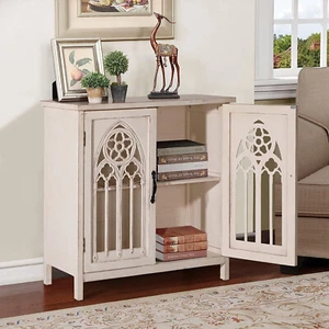 2 Doors Storage Cabinet Hollow-Carved Retro Buffet Sideboard Decorative Cabinet. - Picture 1 of 7