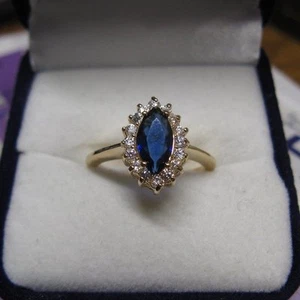 Bague T50 52 54 56 58 60 62 Oeil Fleur Marquise Saphir Cz 15mm Dolly-Bijoux - Picture 1 of 1