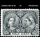CANADA 1897 SC 50 QUEEN VICTORIA ½¢ BLACK MINT LIGHT HINGE MARK OG F/VFINE #2