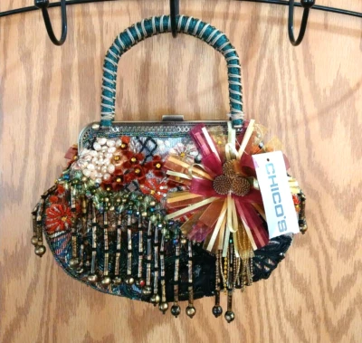 Bolso Chico’s Kaleidescope con Cuentas con Cadena de Hombro Largo Tapiz de Chenilla NUEVO Foto 1 de 4