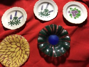 2 Ruffled edge bowl/saucer Two Tone plus 3 small vintage China saucers. Teabag - Picture 1 of 6