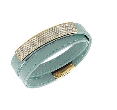 Pulseira de couro Swarovski Vio Cielo/Marinha/Bronze 5171996 5120642 5120641  - Imagem 1 de 4