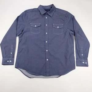 Mens Five Four XL Blue Long Sleeve Button Front Embroidered Casual Shirt EUC - Picture 1 of 5