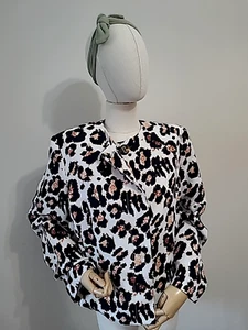 PERRI CUTTEN Women's Animal Print Lined Silk Jacket size 18 made in Australia - Bild 1 von 12