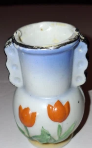 Miniatur Vase 3" hoch. Orange Tulpende Dekoration. Made in Japan. - Bild 1 von 6