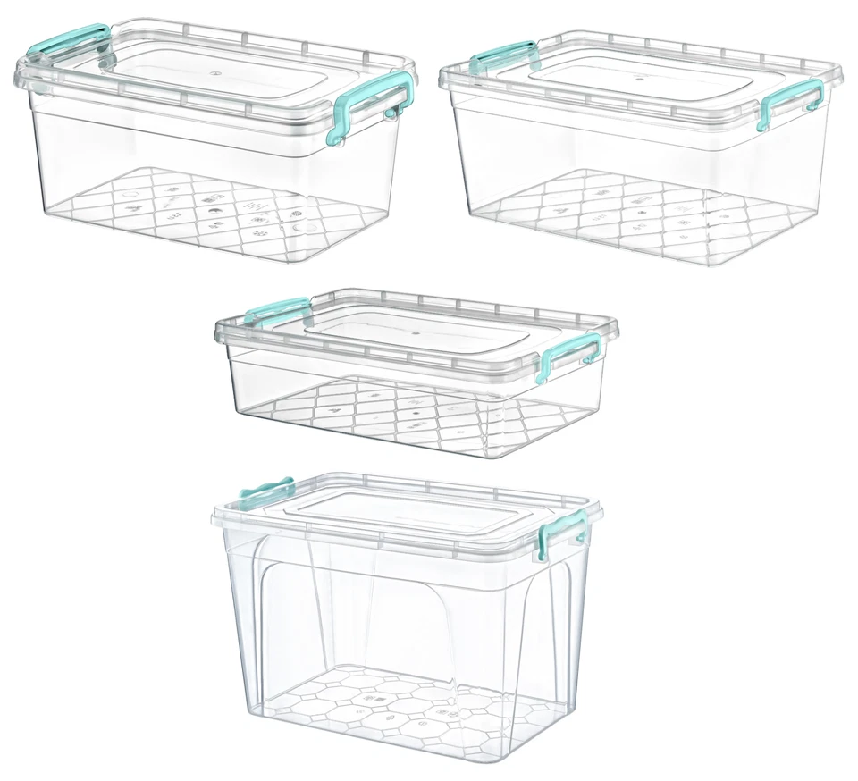Clear Plastic Storage Box Lid Clip Locking Office Home Kitchen Food Container - Image 1 of 1