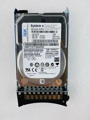 IBM 1TB 81Y9730  7.2K 6GBPS SATA 2.5 inch SFF HARD DRIVE 81Y9731 81Y3829 W/TRAY - Image 1 of 3