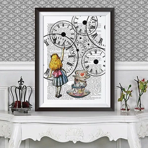PÓSTER ALICE IN WONDERLAND atrapa el reloj DECORACIÓN DEL HOGAR DICCIONARIO LEWIS CARROLL - Imagen 1 de 1