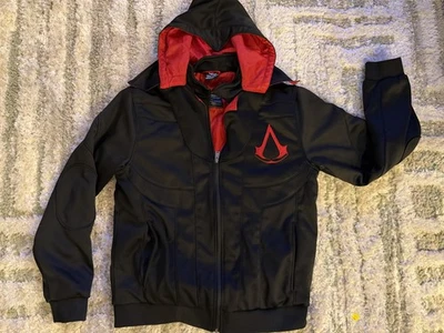 Assassins Creed Jacket Mens XL Black Red Hooded Glitch Gear Gaming Logo Cosplay - Image 1 of 4