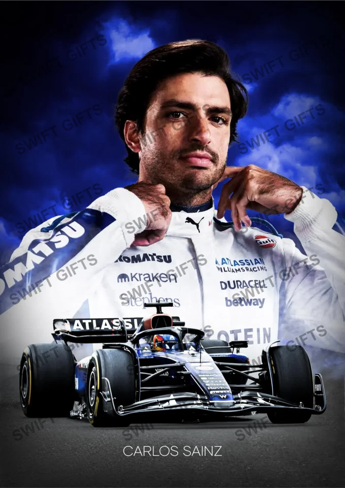Cartaz Carlos Sainz JR B Fórmula 1 Motor Racing Sport A2, A3, A4, A5 - Imagem 1 de 2