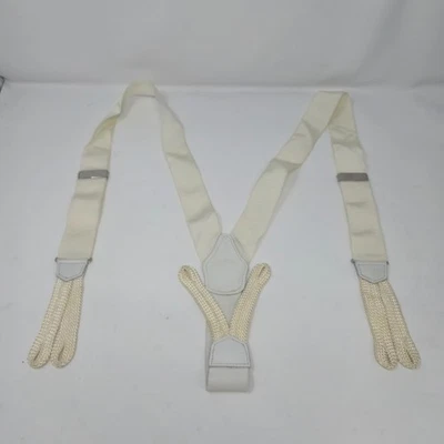 Tirantes de esmoquin formales vintage Brooks Brothers blanco roto con botones Foto 1 de 4