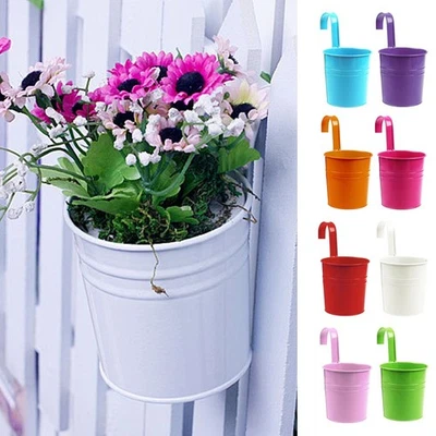 Garten Eisen Blumentopf mit Haken hängend Blechkorb für kleine Kräuter Pflanz - Bild 1 von 4