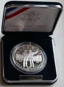 2004 Lewis & Clark Bicentennial Proof 90% Silver Dollar US Mint Coin Box and COA - Picture 1 of 4