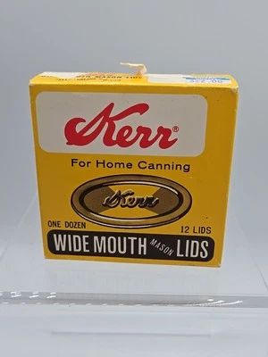 De colección Kerr Boca Ancha Tarro Tapas Planas 1 Caja de 12 Tapas Nuevo Antiguo Stock Foto 1 de 4