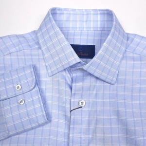 $155 David Donahue Trim Fit Sky Blue Oxford Dress Shirt Mens Size 15.5 - 32/33 - Picture 1 of 9