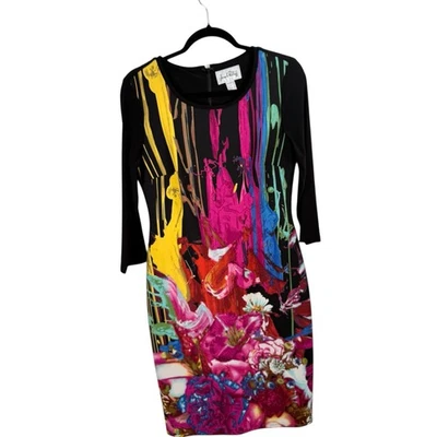 Vestido Joseph Ribkoff Negro Floral Abstracto Carrera Oficina Mujer EE. UU. 10 UK 12 Foto 1 de 4