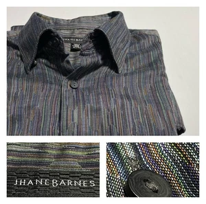 Camisa informal Jhane Barnes Streaky multicolor tejido arco iris algodón XL - Imagen 1 de 17