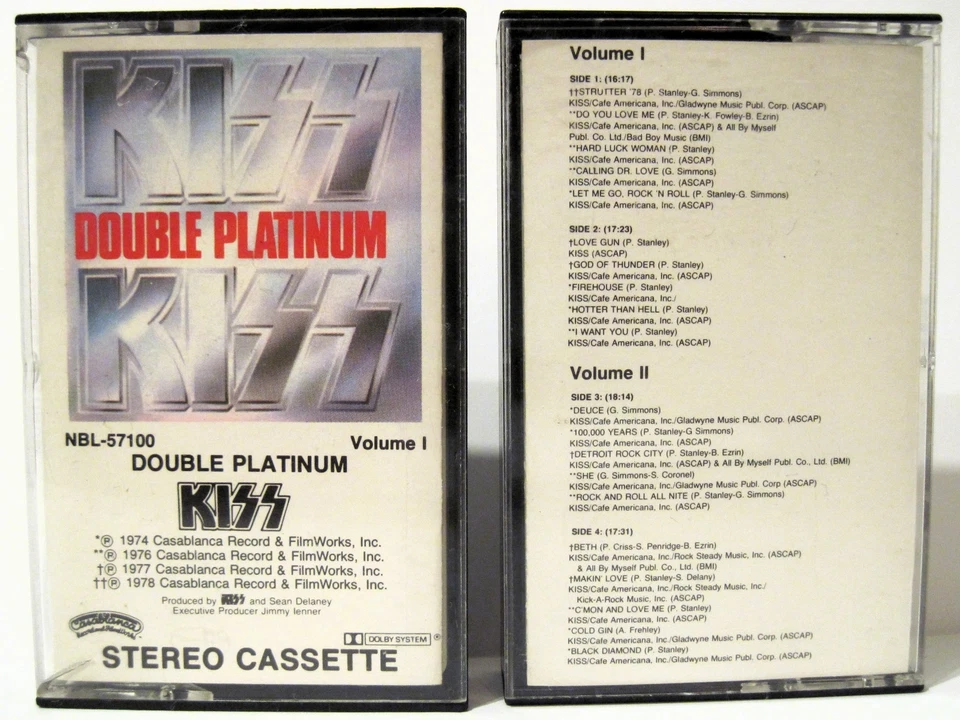 Set Kiss Double Platinum Volume I & II Cassette Tapes REAL First Editions ! NICE - Image 1 of 2