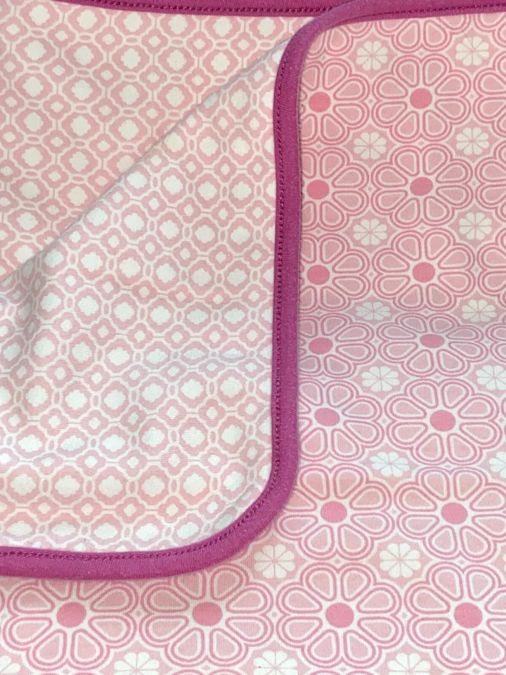 Dwell Studio Target ~Pink & White Knit Baby Blanket Geometric Flower Design - Image 1 of 3