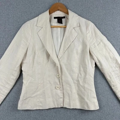 100% Linen Blazer Willi Smith Cream Women's Size 4 Button Up Casual White Jacket - Image 1 of 4