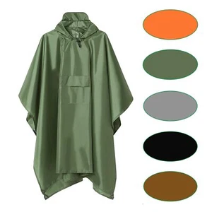Hooded Rain Poncho with Pocket Waterproof Lightweight Unisex Raincoat Fishing... - Picture 1 of 9