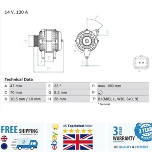 Alternator 0986043091 for Volvo V40 S40 Renault SCENIC MEGANE 7711134722 - Picture 1 of 3