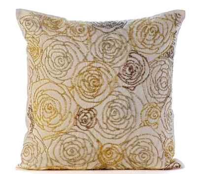 Square Decorative Pillow Case Gold 16"x16", Home Decor Silk - Gold Dust Rose - Image 1 of 3