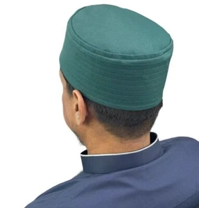 Modefa Structured Kufi Skull Cap Hat Topi Takke Muslim Men's Kufi - Plain Green - Picture 1 of 1