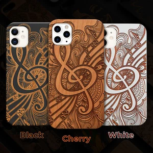 Clef 3 Wood Phone Case iPhone 15/14/13/12 Pro/Max/Mini/Plus S22/23 L - Picture 1 of 8