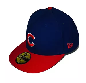 Chicago Cubs New Era MLB 59FIFTY Fitted Hat - Blue & Red Size 7 1/4 57.7 Cm VGC - Picture 1 of 11