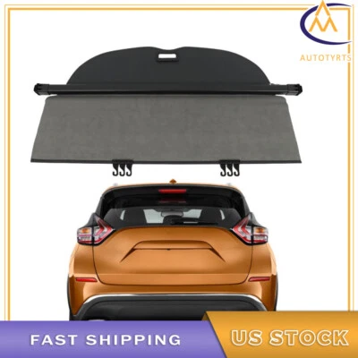 For 2015-2018 Nissan Murano Retractable Black Rear Trunk Cargo Cover Shade Area - Image 1 of 4