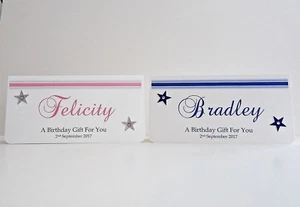 Geld/Geschenk/Gutschein Geldbörse Geburtstag blau oder rosa Mädchen Junge personalisiert  - Bild 1 von 3