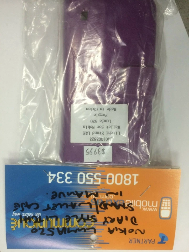 Nokia Lumia 520 Fitted Leather Folio Wallet Case/Stand in Mauve 2AO1003823 B/New - Image 1 of 1