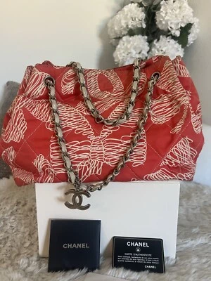Bolso de Hombro Chanel Toto Raro Estampado Coral Cadena Foto 1 de 4