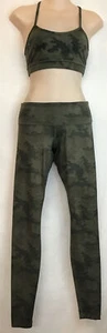 Lululemon Leggings And Sports Bra Green Camouflage LowRise Pant Inseam 29 Size 4 - Picture 1 of 10