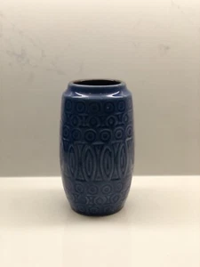 Scheurich Keramik vase 204 -18 geometric pattern blue glaze - Picture 1 of 4